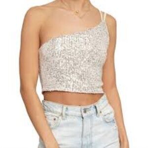 Know.one.cares gold sequin one shoulder tank - M - NWT